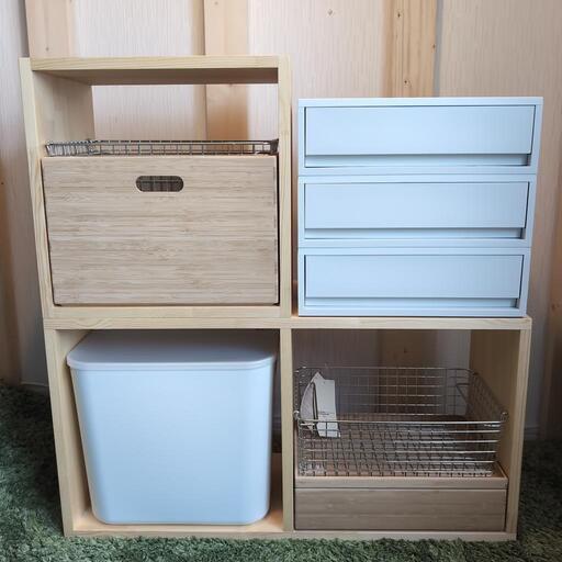 無垢材シンプルスタッキングシェルフ セット ※画像1枚目 - その他 