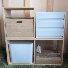 無垢材シンプルスタッキングシェルフ　セット　※画像1枚目