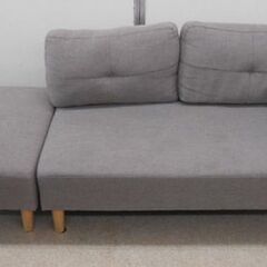 2人掛けソファ オットマン付き グレー系 ファブリック 布 灰色系 2人