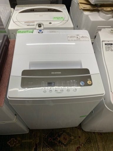 北九州市内配送無料　保証付き　2020年　アイリスオーヤマ 洗濯機 5kg 全自動 襟袖ボード搭載 部屋干し お急ぎコース ステンレス槽 ホワイト IAW-T501
