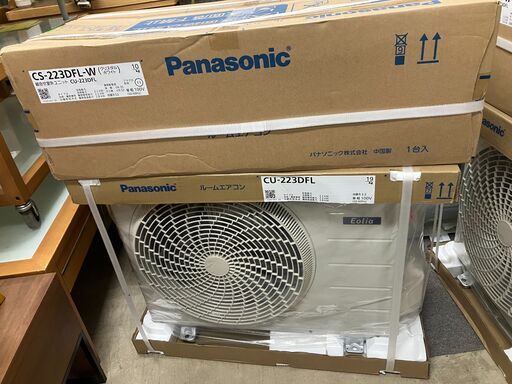 ②新品 未使用品!! パナソニック Panasonic エアコン CS-223DFL-W 2023年製 エオリア クリスタルホワイト Fシリーズ 内部クリーン搭載 快適冷房 主に6畳用 パワフル＆快適 スタンダードモデル 2.2kw 単相100V 取付費別途(基本料金15,400円) 堺市 石津【ジャングルジャングルサカイ石津店】