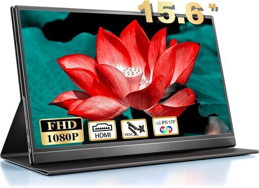 モバイルモニター 15.6インチ モバイルディスプレイ 1920x1080FHD ゲーミングモニター 高輝度400nits 非光沢IPSパネル VESA対応 60Hz 軽量 Tpye-C/mini HDMI/スピーカー内蔵 PS4/PS5/XBOX/Switch/PC/Macなど対応 マグネット保護カバー付き テレワーク リモートワーク