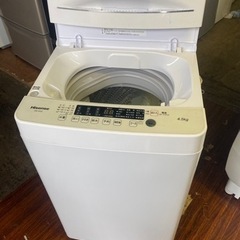 福岡市内配送設置無料　2022年式　ハイセンス 全自動 洗濯機 4.5kg ホワイト HW-K45E 最短10分洗濯 真下排水 予約機能 スリム 風乾燥 強力洗浄 一人暮らし 二人分のお洗濯！