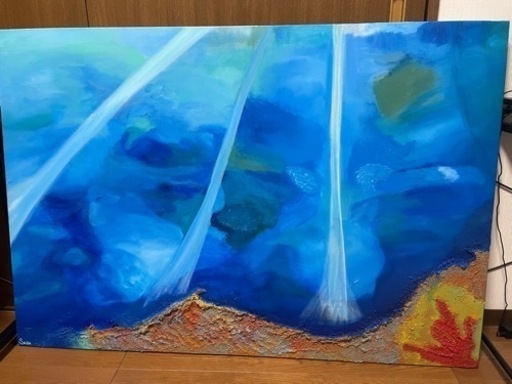 油絵ースペインの海をイメージ