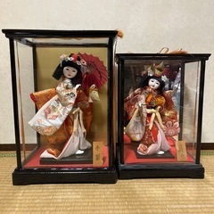 昭和アンティーク　日本人形　2セット　レトロ　ガラスケース入り　...