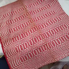 赤の 編み模様の クッションカバー/テーブルマット