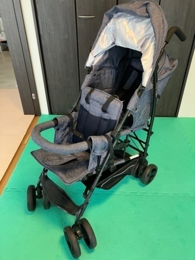 【美品】キンダーワゴン、DUOシティHOPII グレーデニム 、二人乗り