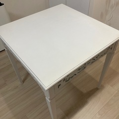 ダイニングテーブル(木材)　アンティーク　姫　白　70×70×72