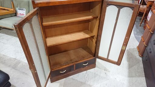 昭和レトロ｜鍵欠品｜ガラス扉｜キャビネット
