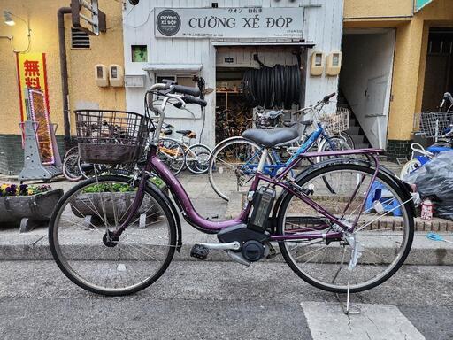 　電動自転車　ヤマハ　２６インチ　バッテリー　８.７ＡＨ　チェック　４点　（７５％−１００％）　紫　３変速　配達可能