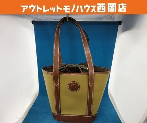 ハンティング ワールド トートバッグ カーキ×ブラウン レザー キャンバス 巾着  HUNTING WORLD　西岡店