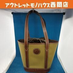 ハンティング ワールド トートバッグ カーキ×ブラウン レザー