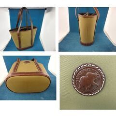 ハンティング ワールド トートバッグ カーキ×ブラウン レザー