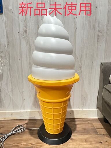 送料込み新品電飾看板 業務用非売品ソフトクリーム昭和レトロ高さ約90㎝ディスプレイアイスクリームランプ照明あんどんインテリアフロアライト