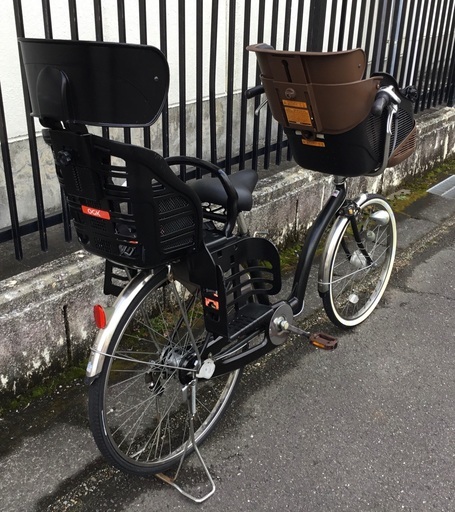 ＜整備・良品＞petitmaman mini プチママンミニ・子供乗せ自転車 BAA 幼児2人同乗基準適合車・ブラック 内装3段変速・サドル、前輪タイヤ新品交換済