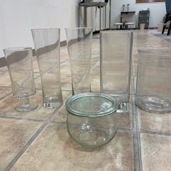 20))ガラス花瓶5個　ガラス容器1個