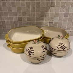 グラタン皿5枚　トンボ茶碗蒸し　セット