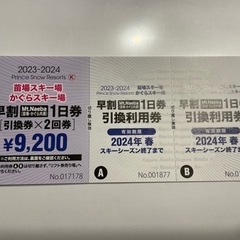 【苗場かぐら共通リフト券】2枚セット¥9200