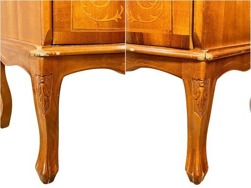 イタリア製 アンティーク 象嵌 猫脚3段チェスト 引出し 西洋クラシック