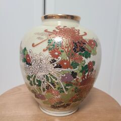 【中古品】西峰窯 壺 ツボ 乱菊 花瓶 置物 陶器