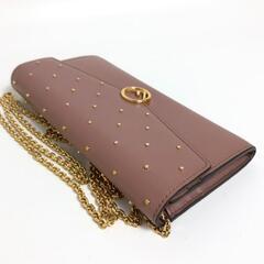 美品】フェンディ チェーンウォレット 長財布 スタッズ ROSE