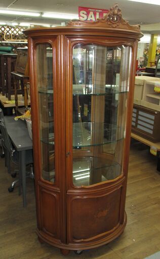 R233 イタリア製 輸入家具 キャビネット 飾り棚 アンティーク、鍵付 Used・美品