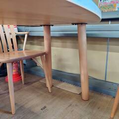 商談中！【愛品倶楽部柏店】ミキモク 変形ダイニング5点セット 天板マット付 楓の森