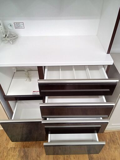 ★ジモティ割あり★ NITORI レンジボード ブラウン×オフホワイト H191×D43×W90 クリーニング済み MT266 ☆ジモティ割あり☆ NITORI レンジボード ブラウン×オフホワイト H191