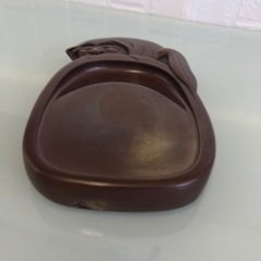 紅渓石硯/木箱付属/文具/硯/書道道具/ブラウン/猿/だるまさん