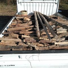 軽トラックの荷台いっぱいの薪。