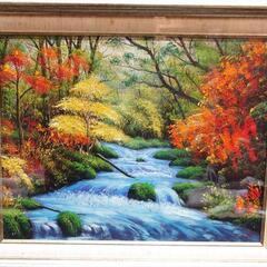 S.Ruzuki 作家物 サイン 絵画 風景画 自然 川 森 油彩 肉筆 油絵