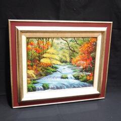 肉筆油彩画　【都市風景画】　直筆サインあり S.Ruzuki 作家物 サイン 絵画 風景画 自然 川 森 油彩 肉筆 油絵