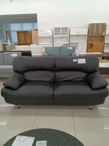 ★ジモティ割あり★  ソファ ブラック H90×D85×W186 クリーニング済み HJ2091