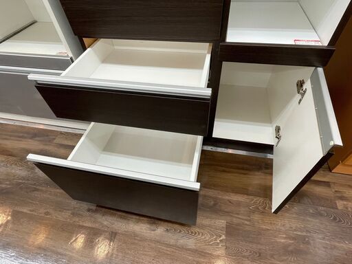 ニトリの2枚扉レンジボード（ダークブラウン）です。【トレファク東