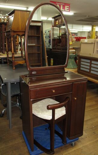 R367 一面ドレッサー、化粧台、一面鏡台、椅子セット幅64cm Used