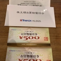 ヤマダ電機　株主お買物優待券500円券 2枚　1000円分