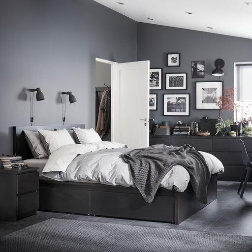 IKEA Malm ダブルベッド一式/マットレス付 大容量収納　引き出し４つ付き　美品