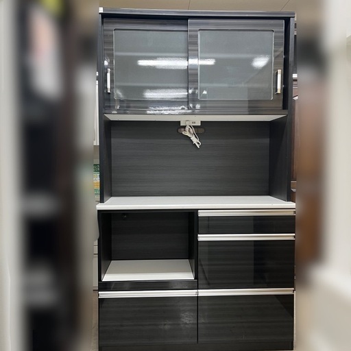 J3350 大川家具 入江木工所 食器棚 キッチンボード  キッチン収納 モダンシック キッチンボード 食器棚 クリーニング済み