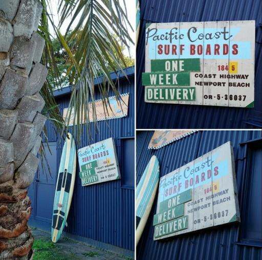 サーフショップ 大型看板 店舗什器 サーフィン サーフボード ☆AMERICAN VINTAGE STYLE☆ Pacific Coast SURF BOARDS Sign #ウォールデコ