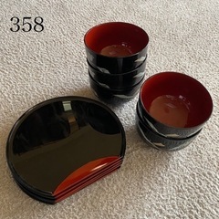 柱由美 / 汁茶碗 / お盆 / 5セット / 美品