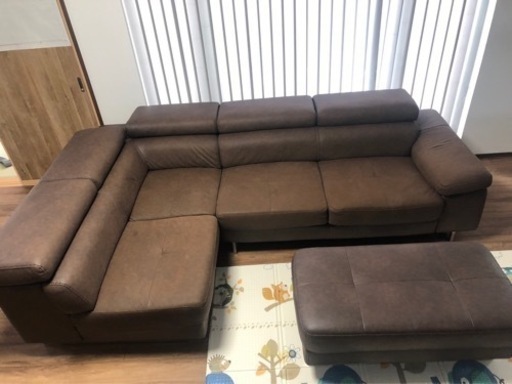 関家具　レザーテックスソファ