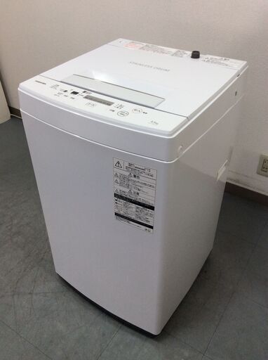 （2/21受渡済）JT8234【TOSHIBA/東芝 4.5㎏洗濯機】2019年製 AW-45M7 家電 洗濯 簡易乾燥付