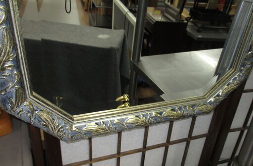 和製アンティーク 昭和初期 吉祥瑞果文巻唐草文様 壁掛け式鏡