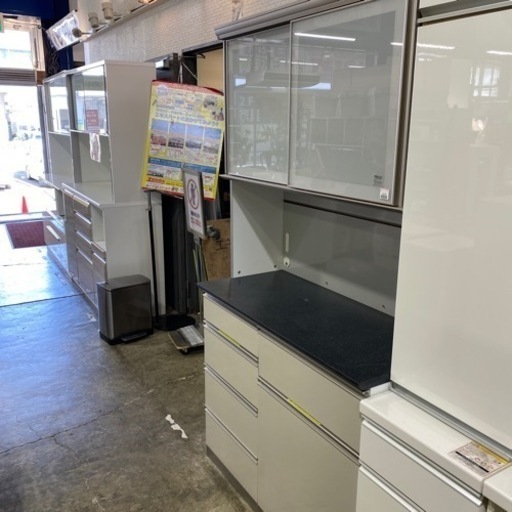 《綾野製作所！》天板黒　レンジボード　幅1000 食器棚　キッチン収納