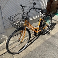 売約済》自転車 26インチ CASTANET オレンジ ママチャリ かご付き