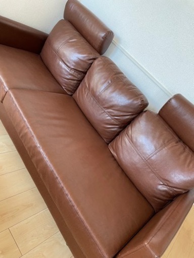 426) 野中企画 offer9 スエード ハイバック2人掛けソファ ブラウン