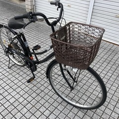 【26インチ自転車】6段変速付　前タイヤ、チェーン、大きな前カゴ新品❗️若林自転車　膳所店　SALE中❗️