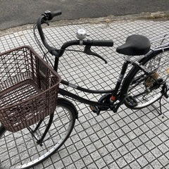 【26インチ自転車】6段変速付　前タイヤ、チェーン、大きな前カゴ新品❗️若林自転車　膳所店　SALE中❗️