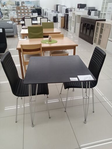 ★ジモティ割あり★ NITORI ダイニングセット（椅子２脚） ブラック H68.5×D75.5×W75.5 クリーニング済み HJ2101