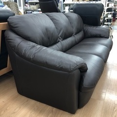 3人掛けソファー 半革 ブラック【トレファク上福岡】